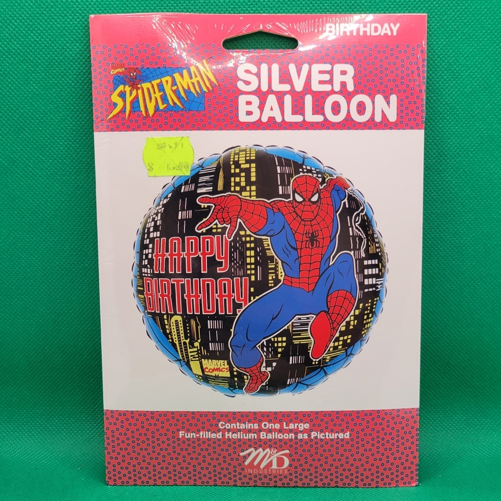 Vintage 1990s New Spiderman Marvel 18" Large Birthday Balloon M&D Unused